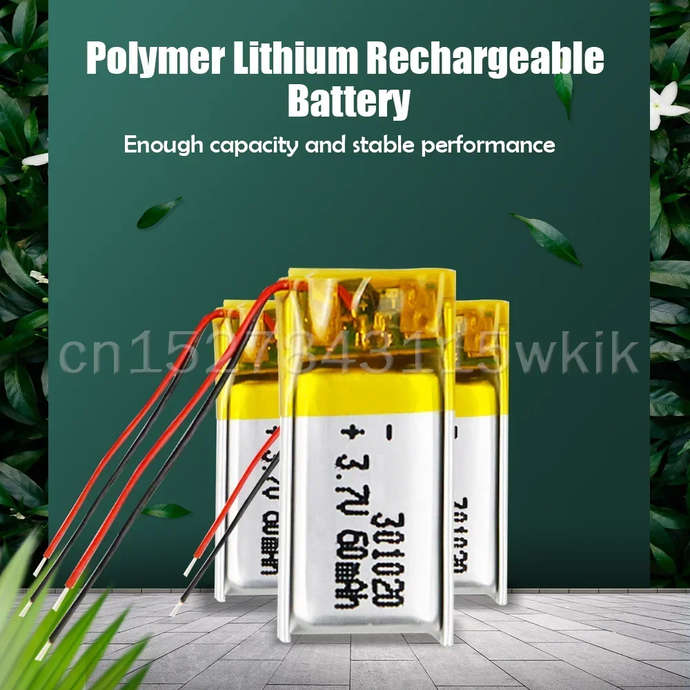 3.7V 60mAh 301020 Lithium Polymer Li-po Li-ion Rechargeable Battery For MP3 MP4 MP5 Bluetooth Earphone Fingerprint