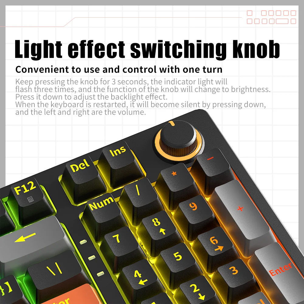 Imagem -02 - Furycube Ka981 98 Teclas com Fio Teclado Mecânico Hotswap Interruptor Azul Led Arco-íris Botão de Luz de Cores Pbt Keycap pc Gamer Escritório