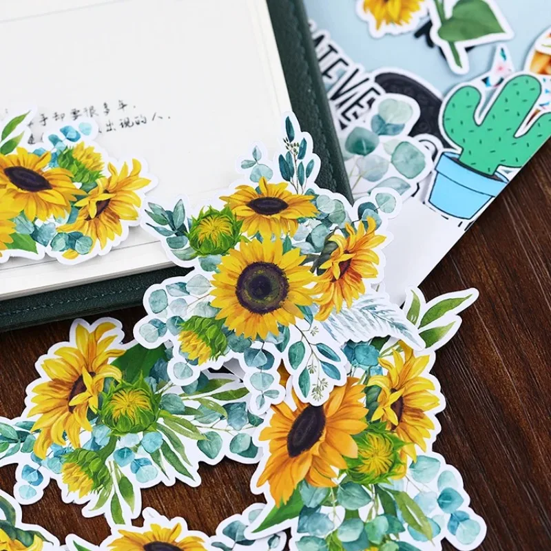 23PCS Hand Account Sunflower Sticker Mobile Phone Cup Hand Cute Cartoon Hand Account Stationery