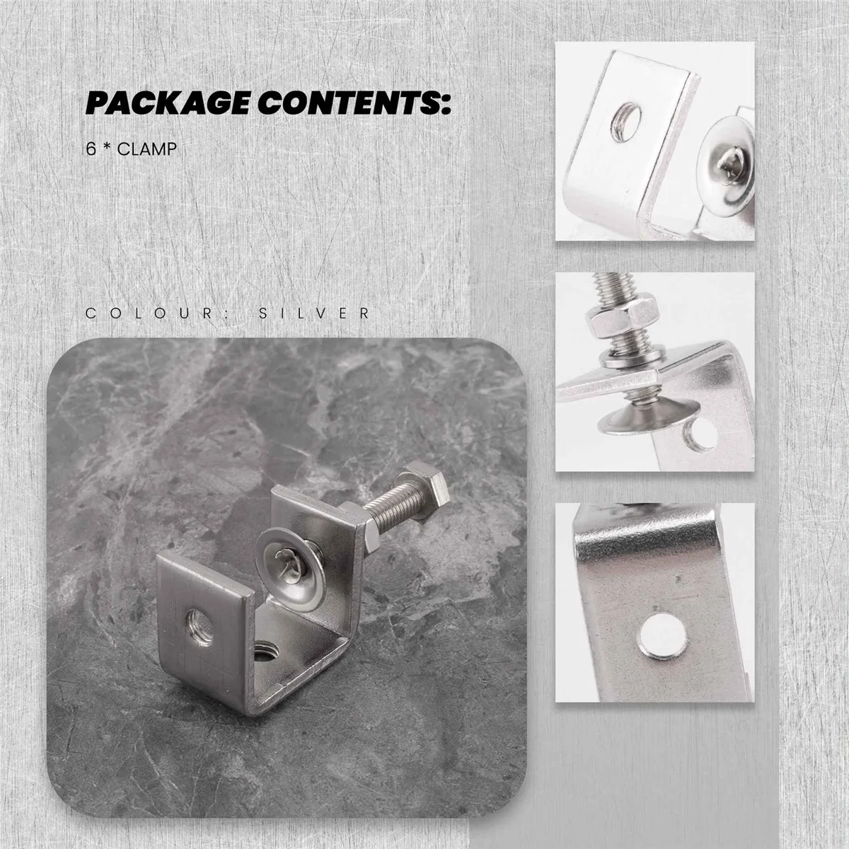 A06K 6Pcs C Clamps,U Clamps for Metal Working, Small Desk Clamp with Stable Wide Jaw Opening & Protective Pads/I-Beam Design