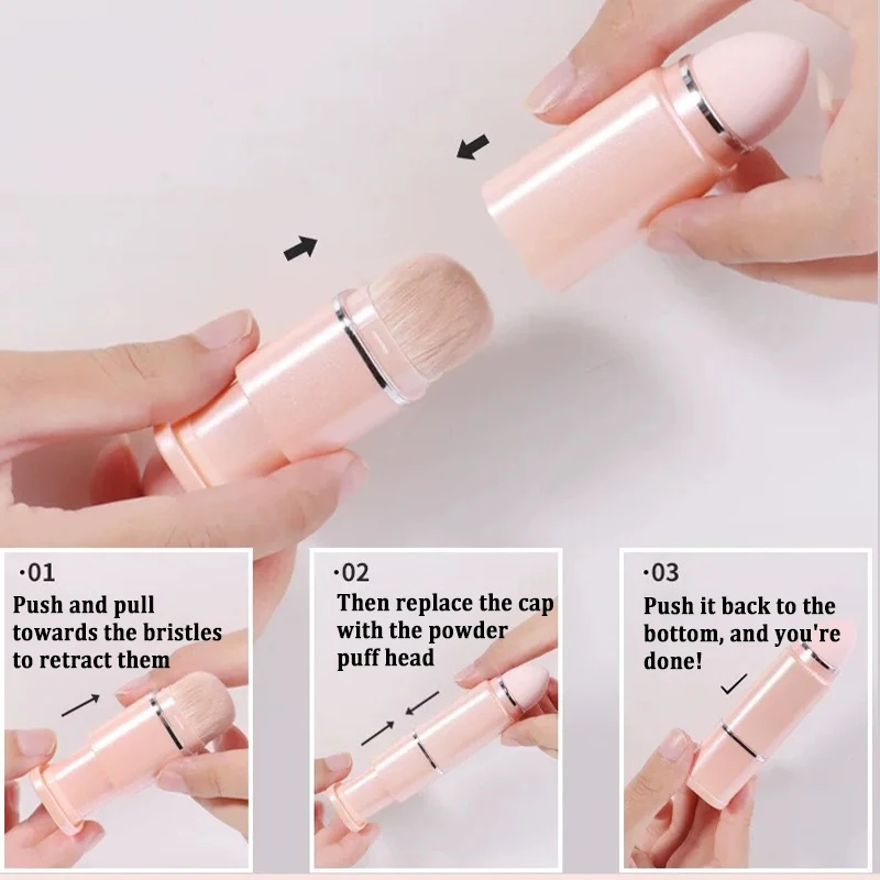 แปรงแต่งหน้าแบบยืดหดได้ 8 ชิ้น ขนแปรงนุ่มฟู สำหรับรองพื้น บลัชออน แป้ง อายแชโดว์ เครื่องมือแต่งหน้า