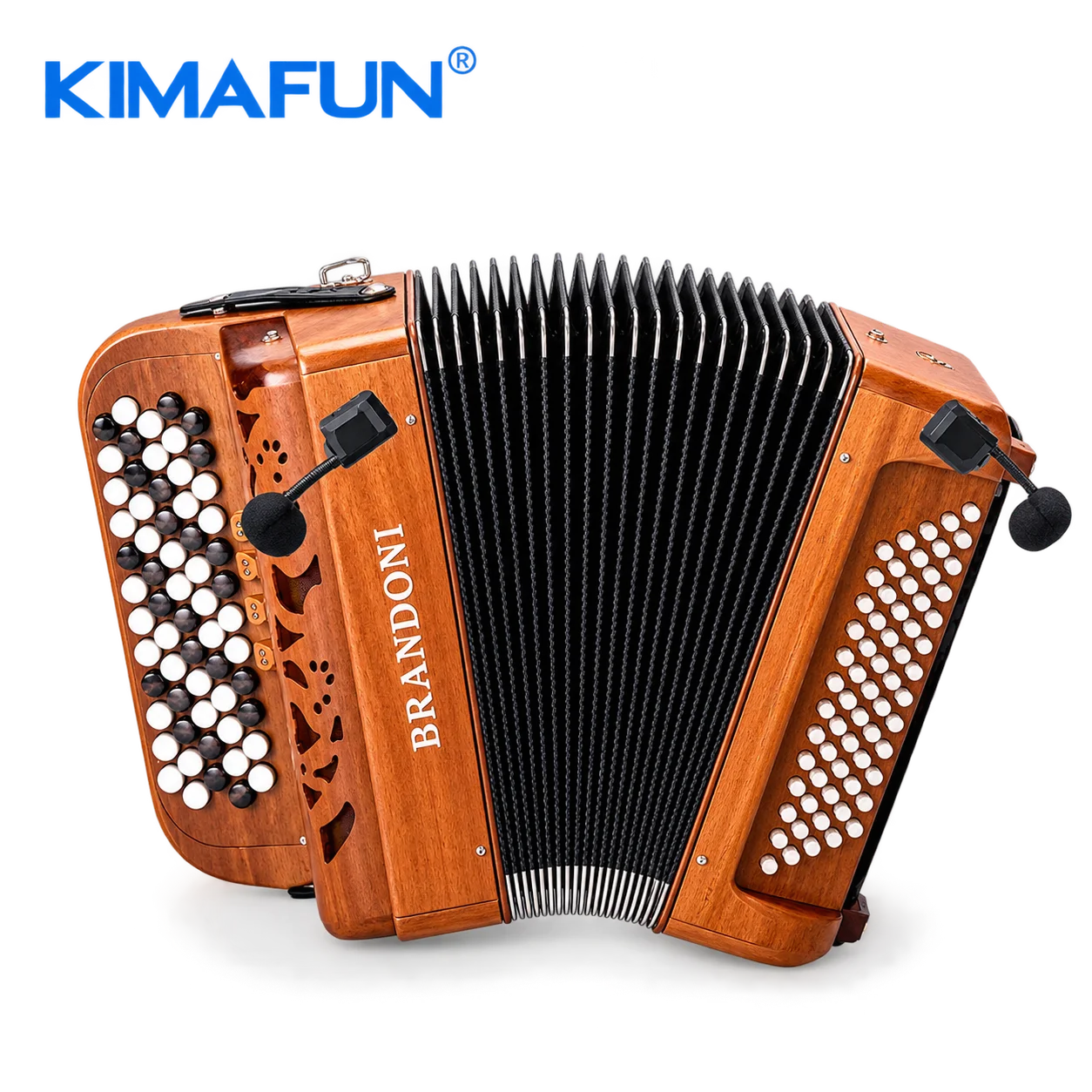 KIMAFUN Wireless Accordion Microphone 2.4GHz Instrument Mic System Dual Pickup Condenser Mic for Stage Performance Recording