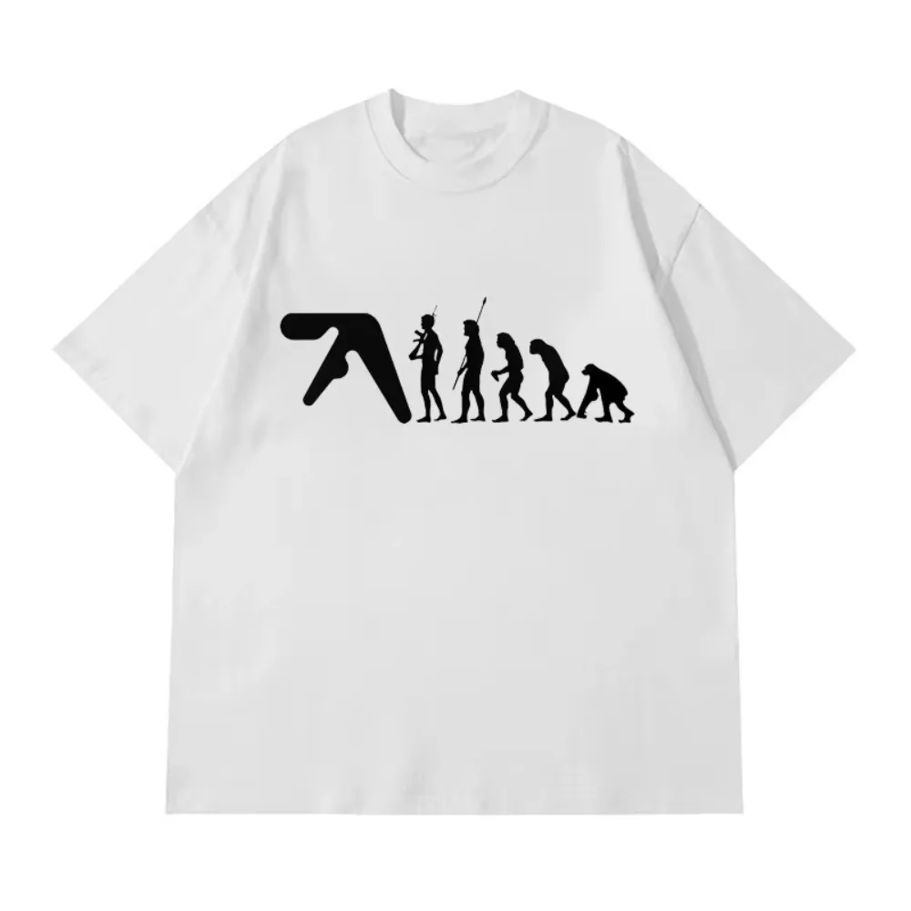 Men T-Shirt Aphex Twin Oversized Cotton Tops Harajuku Short Sleeve Tee Y2k Streetwear Korean Fashion Vintage Aesthetic Clothing