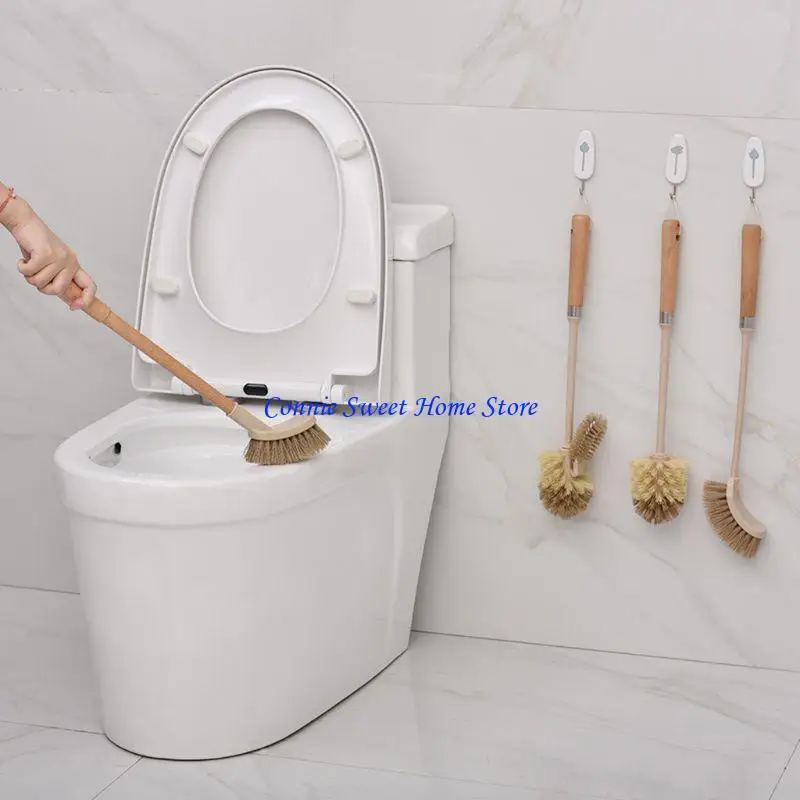 

LXAF Household Wooden Long Handle Toilet Brush Home Kitchen Bathroom Cleaning Tools