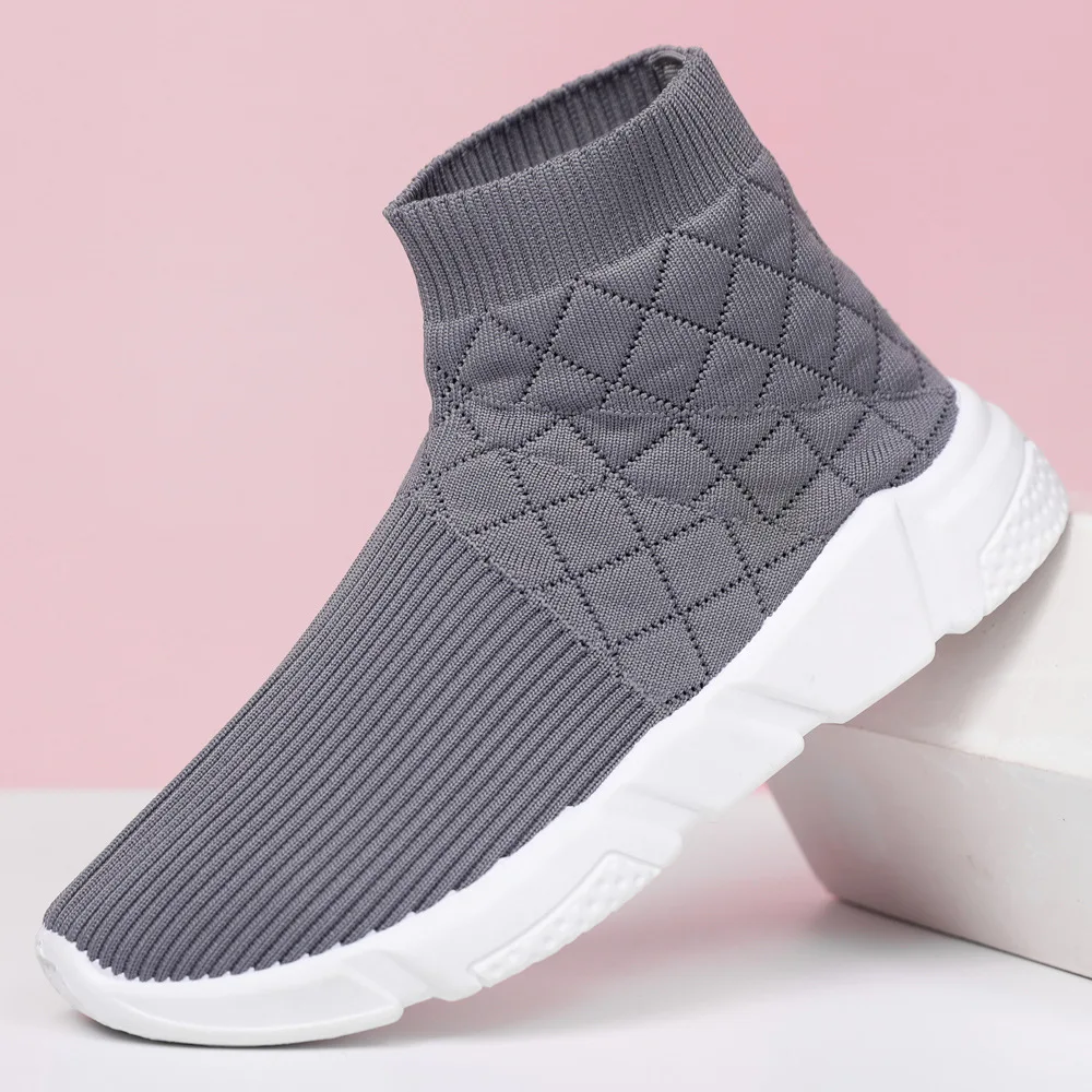 

Spring Casual Sports High-Top Couple Shoes Men's And Women's Comfortable Soft-Sole Woven Breathable One-Foot Sock Design