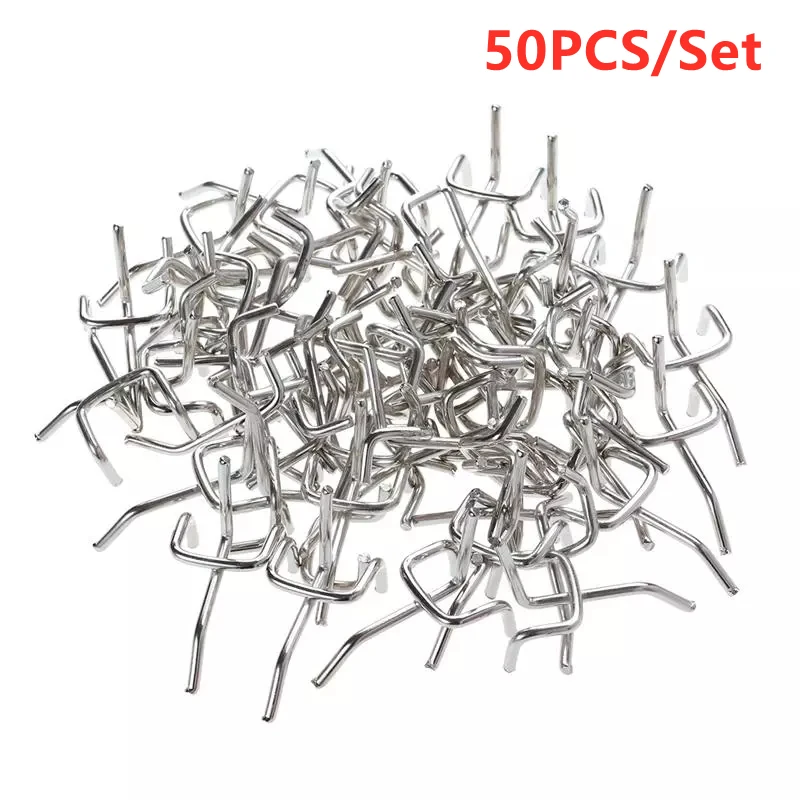 50 Pcs Carbon Steel Peg Board Pegboard Hooks Garage Work Shop Storage Display Organization Steel Hanging Tool Storage Hooks