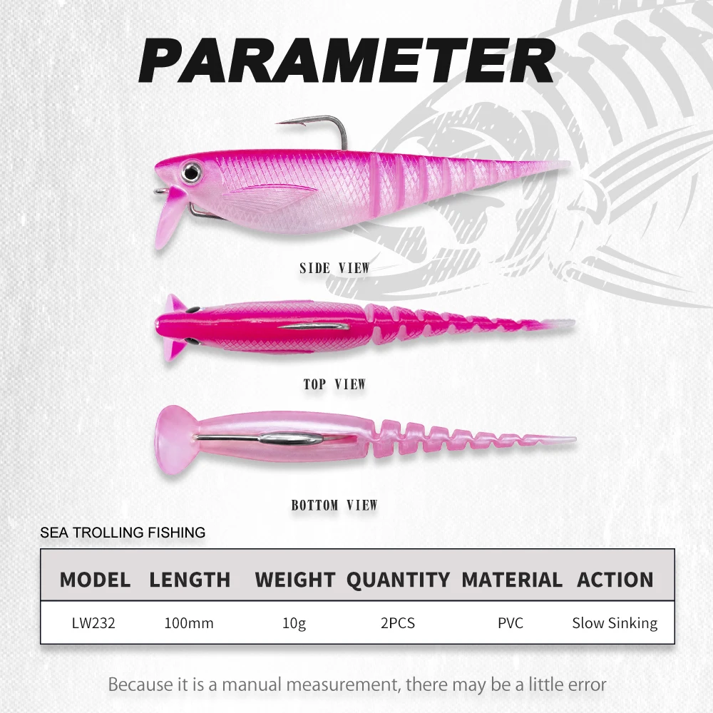 Hunthouse 3PCS Section-X 4.0SS Soft Fishing Lure 100mm 10g Silicone PVC Bionic Bait Slow Sinking Souple Leurre Shad For Bass