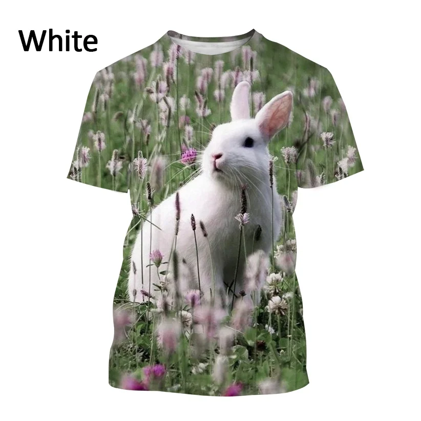 Animal Rabbit 3D Printing Men's Casual T-shirt Cute Rabbit Pattern Summer Unisex Short Sleeve Round Neck Hip Hop T-Shirt