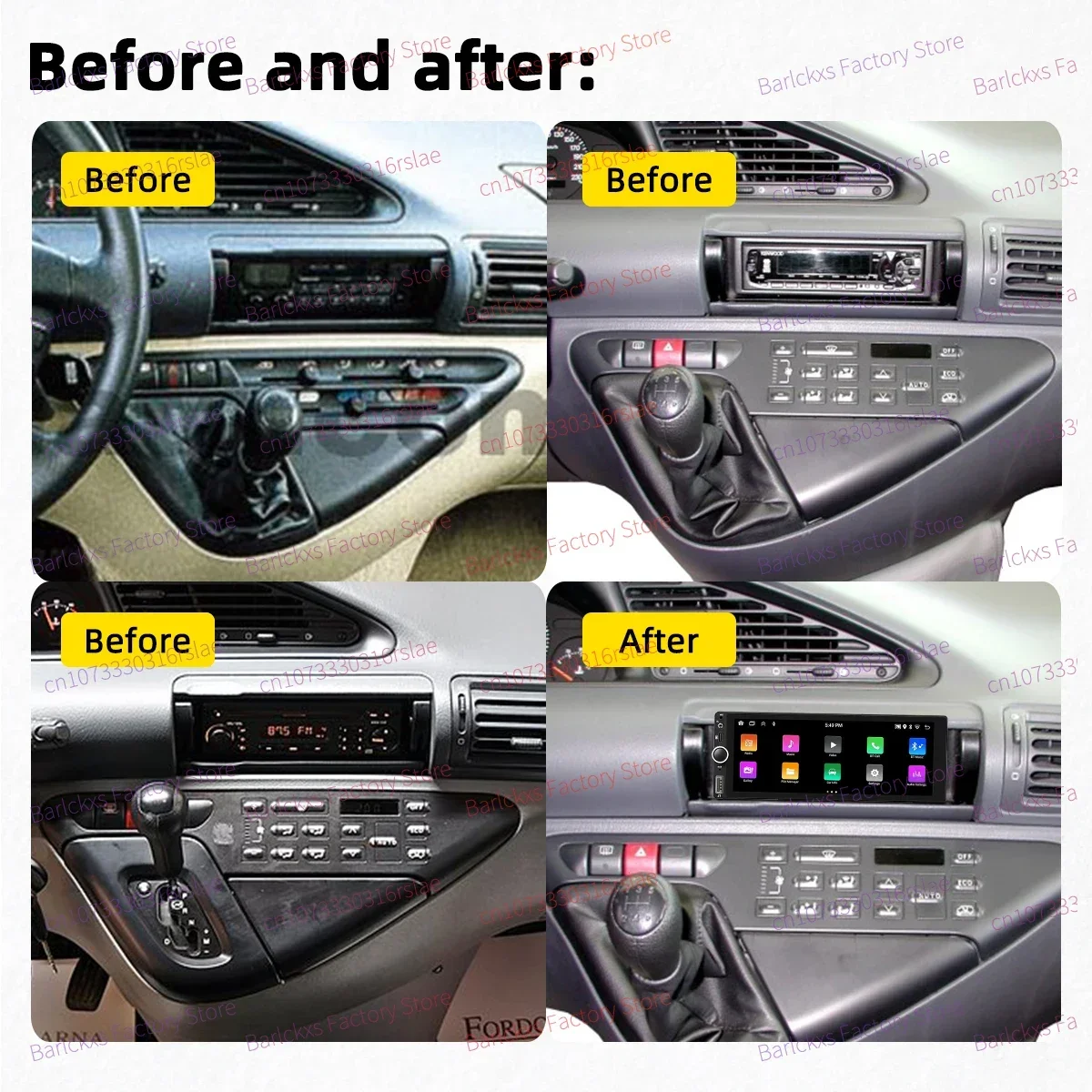 1Din Carplay Android Auto Radio Android Car Multimedia for Citroen Evasion 1998-2002 6.86