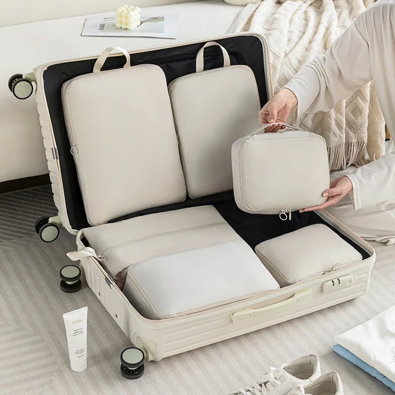 

6Pcs Travel Compression Packing Cubes Bag Waterproof Handheld Clothe Separation Storage Bag Portable Suitcase Clothes Organizers