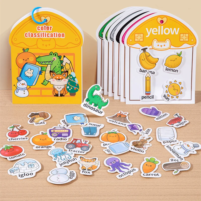 

Montessori Educational Learning Toys Sensory Game Sticker Books for Kids Colors Classification/ Digital Cognition Quiet Book