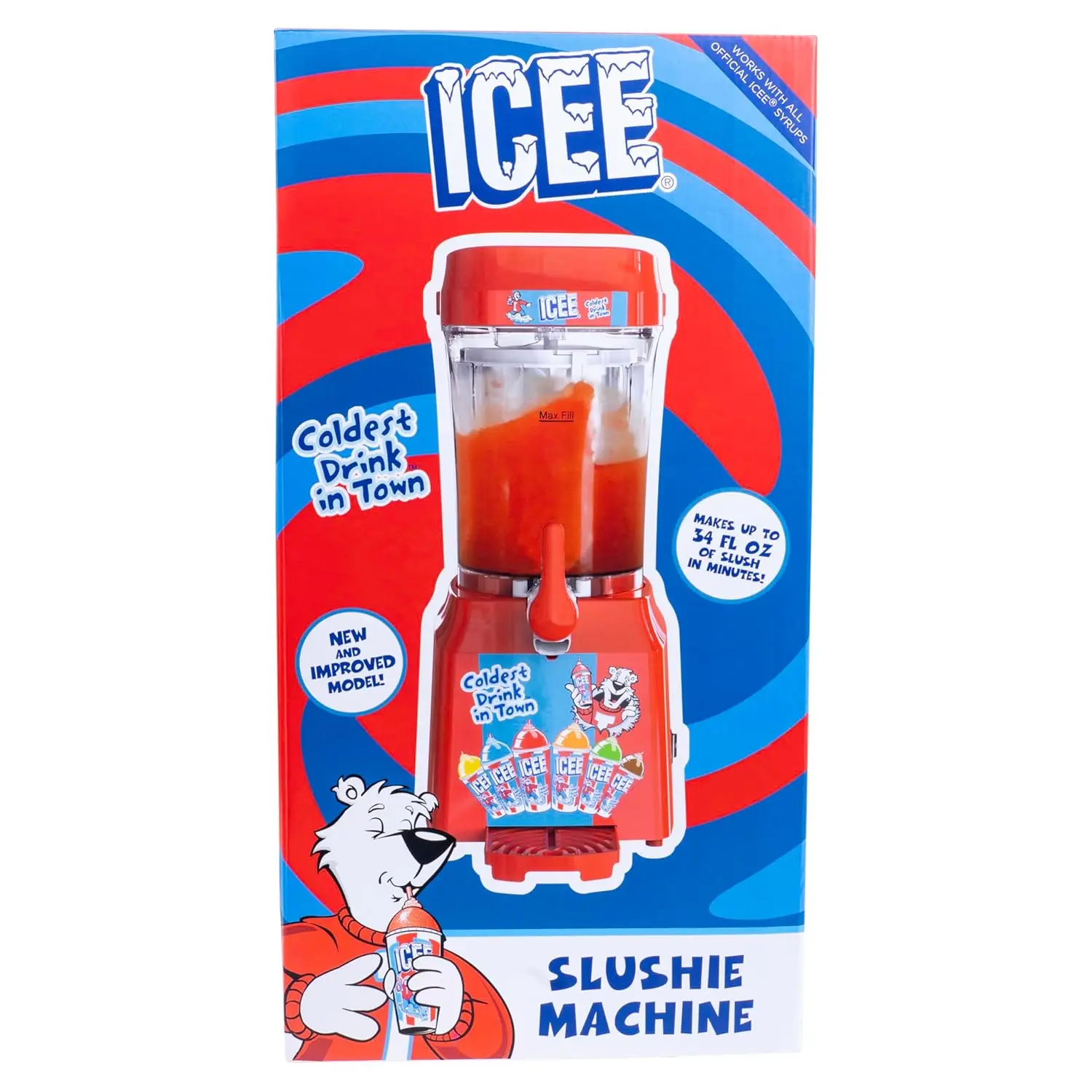 Casa Bancada Slushie Maker Ice Cold ICEE Slushy Cria até 34Floz Novo para 2024 Slushies Ice Cold em casa, Faça equipamentos de escritório