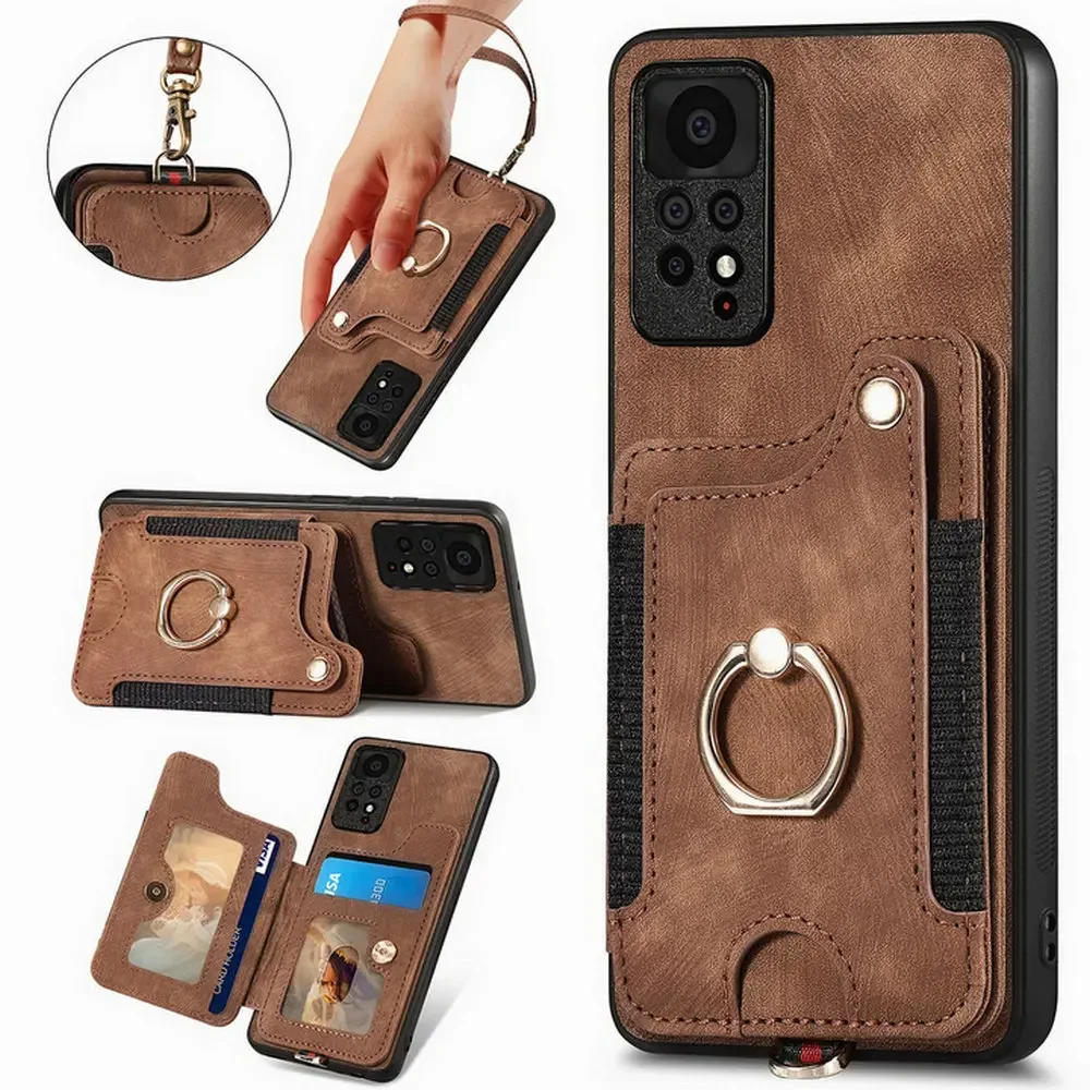 

For Xiaomi Redmi Note 11 12 Pro Plus 5G RFID Leather Back Cover For Redmi Note 12 Turbo 12S 11S 11E 11T 10S 10T 10 Pro 9S Case