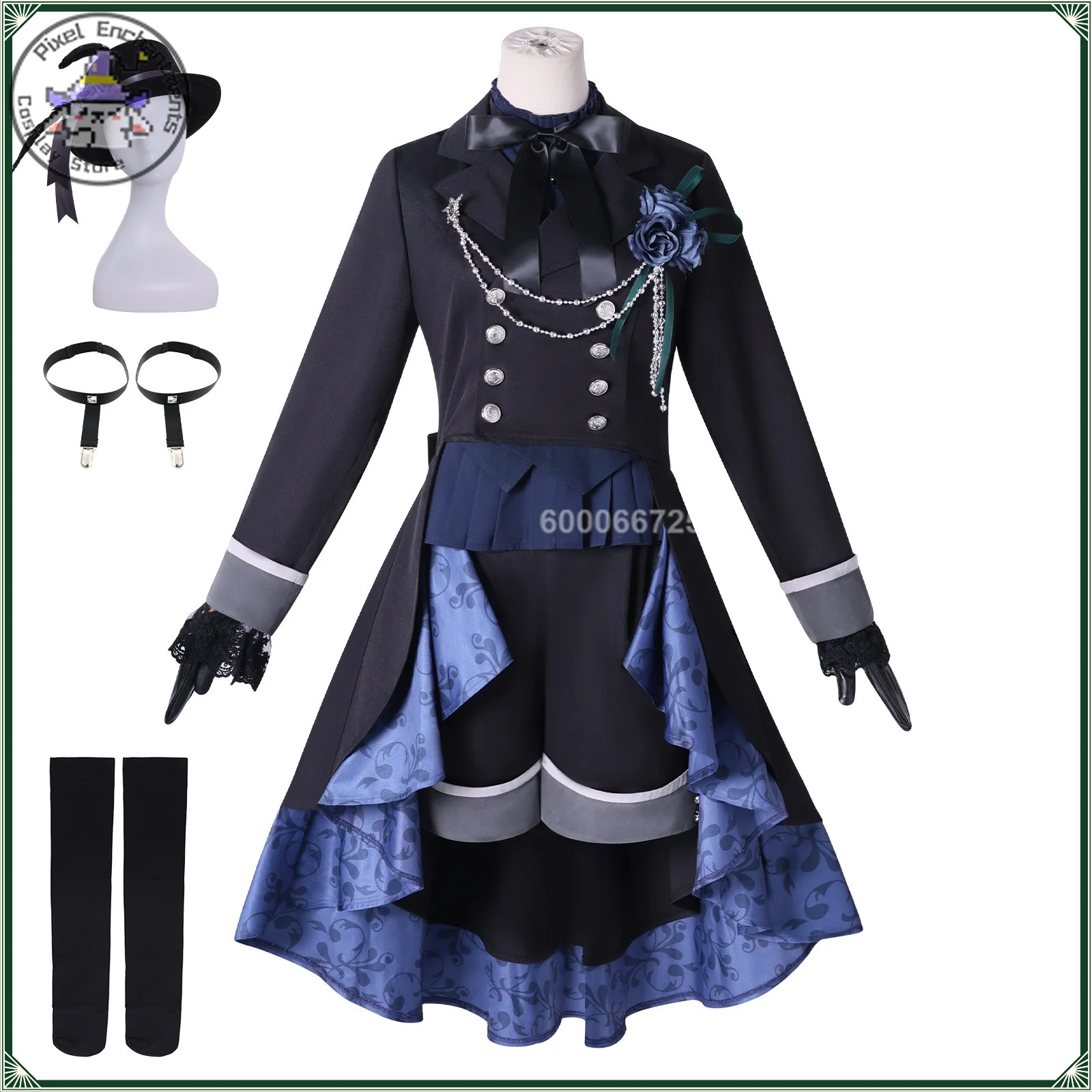 High quality Black Butler Ciel Black Rose Cosplay costume Women Classic Gothic Dress Anime outfit Role playing Comic con party