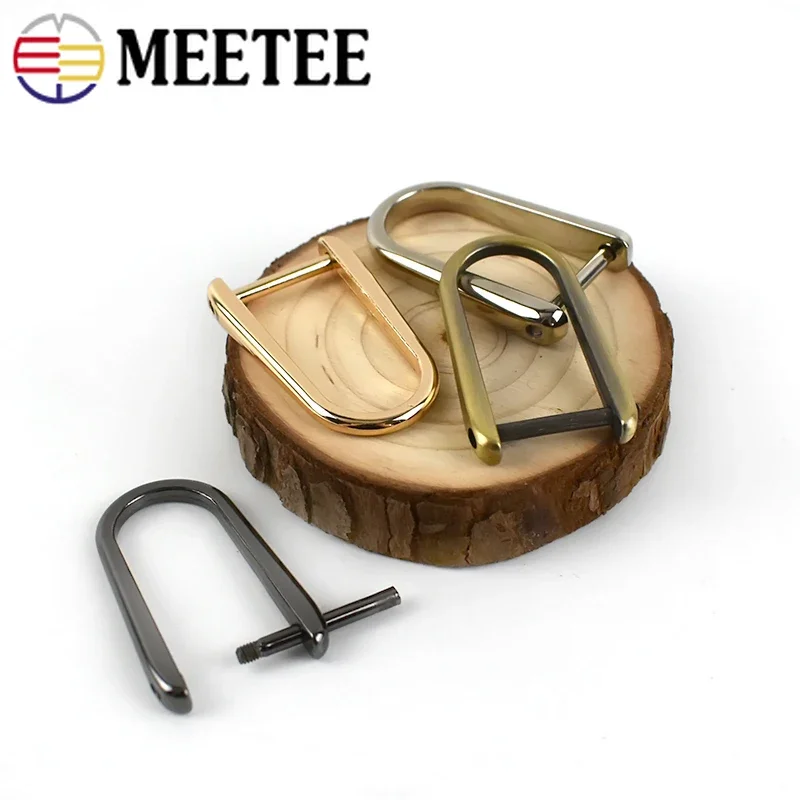 Meetee 2/4pcs ID20mm Detachable Screw D Buckle U Ring Metal Keychain Hanger Hook Clasp DIY Handbag Hardware Leather Accessories