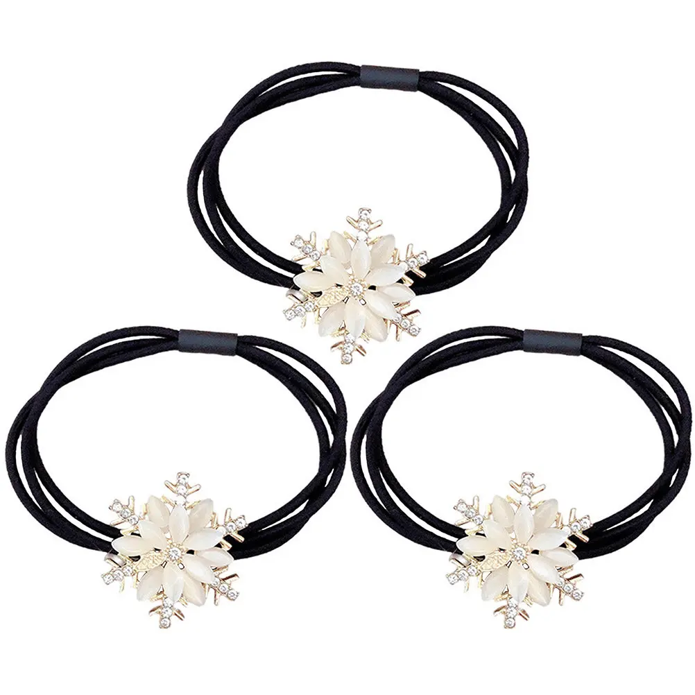 

3 Pcs Hair Ribbon Christmas Ties for Snowflake Ponytail Scrunchies Women White Accessories
