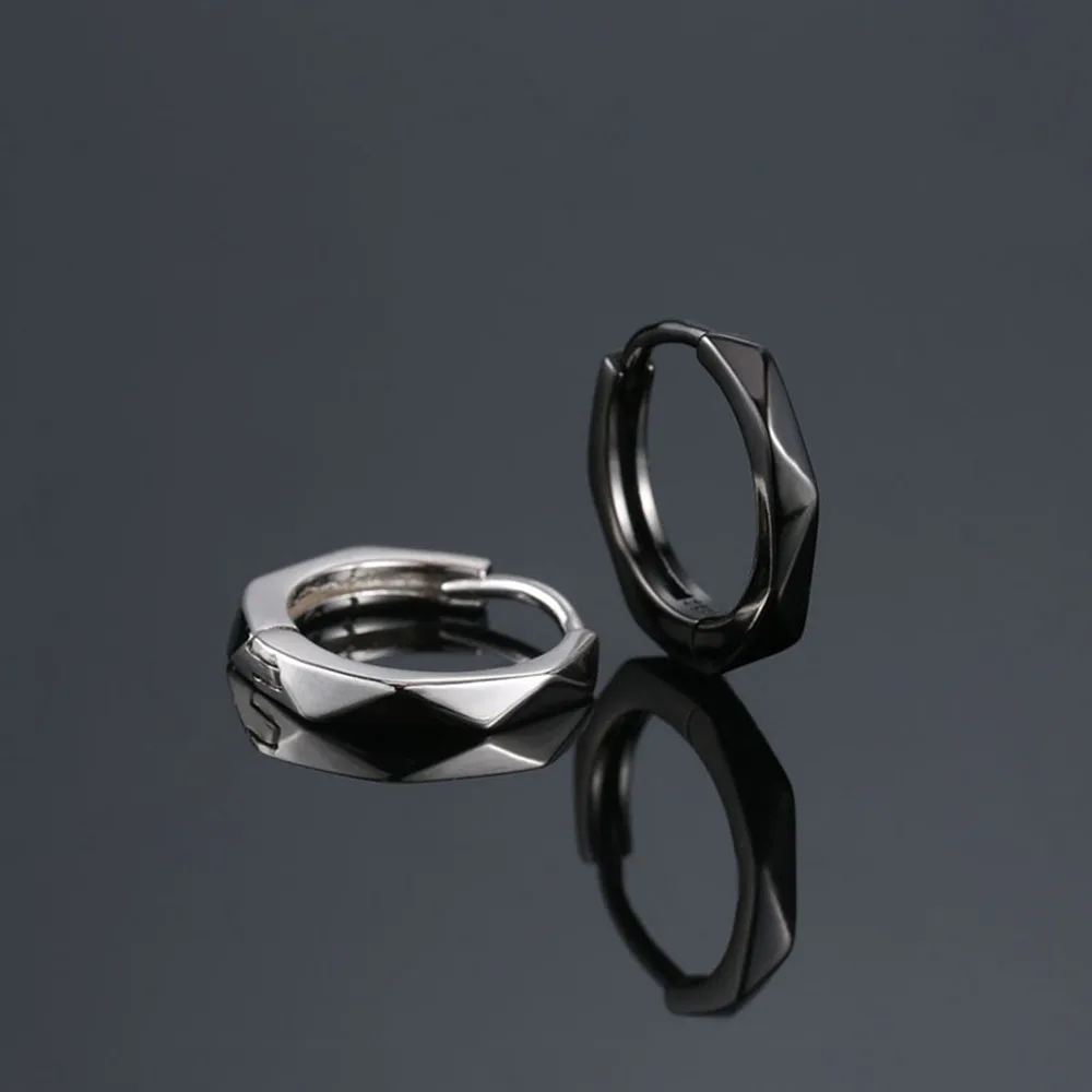 

Минималистичные объемные манжеты для ушей из стерлингового серебра S925 с геометрическим рисунком | Мужские уникальные глянцевые ромбы Ins