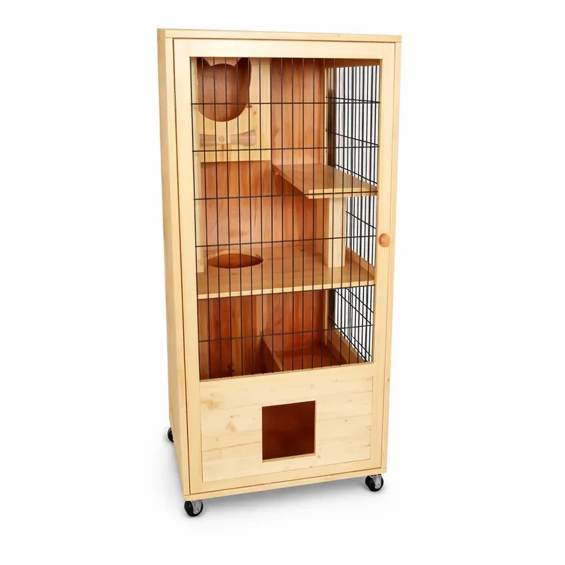 Solid Wood Multi Level Cat House Indoor Large Medium Pet Villa Furniture Cabinet