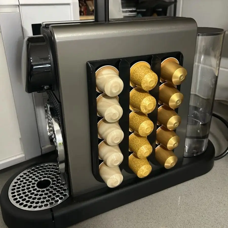 Soporte de pared para cápsulas de café [sin perforaciones] |   Compatible con cápsulas multimarca Nespresso |   Ahorro de espacio