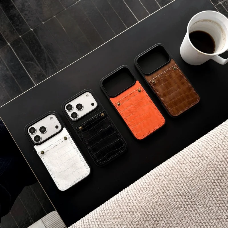 

Luxury simple Solid Color Crocodile texture Wallet Card Slot Phone Case For iPhone 13 14 15 16 17Pro Max fashion leather Cover﻿﻿