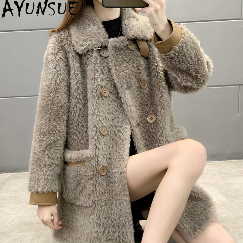 

Fur Coat Women 2022 Winter New Lamb Fur Sheep Shearling Coat for Women Elegant Ladies Loose Thin Outwear Chaquetas Para Mujer FC