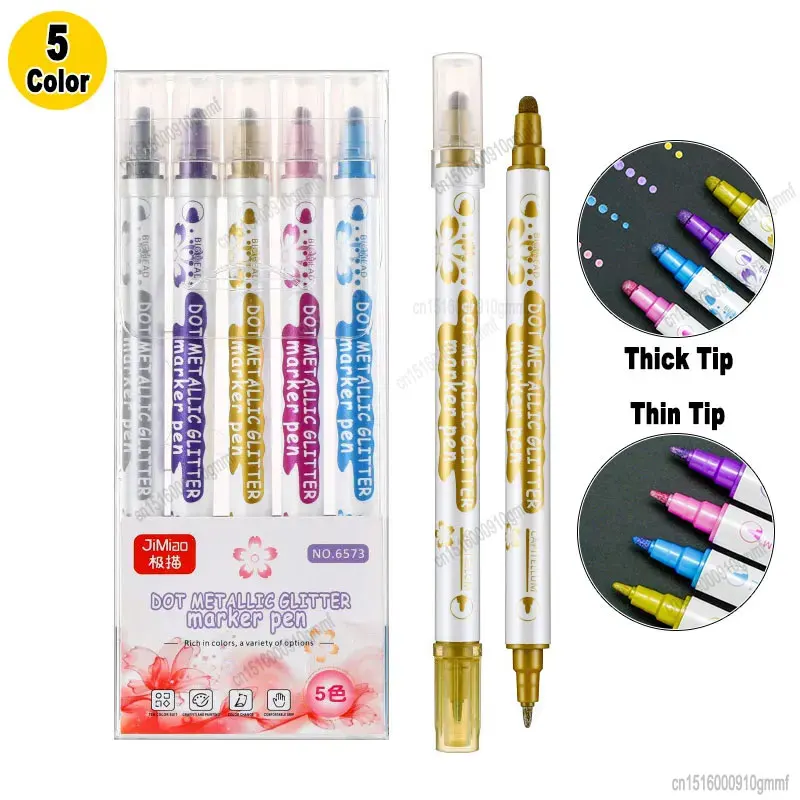 Ensemble de Stylos Marqueurs Métalliques à Paillettes, Pointe Touristique, pour Bricolage, Art Graffiti, Peinture, Dessin, Écriture, Calligraphie, Scrapbooking, 5/10 Pièces