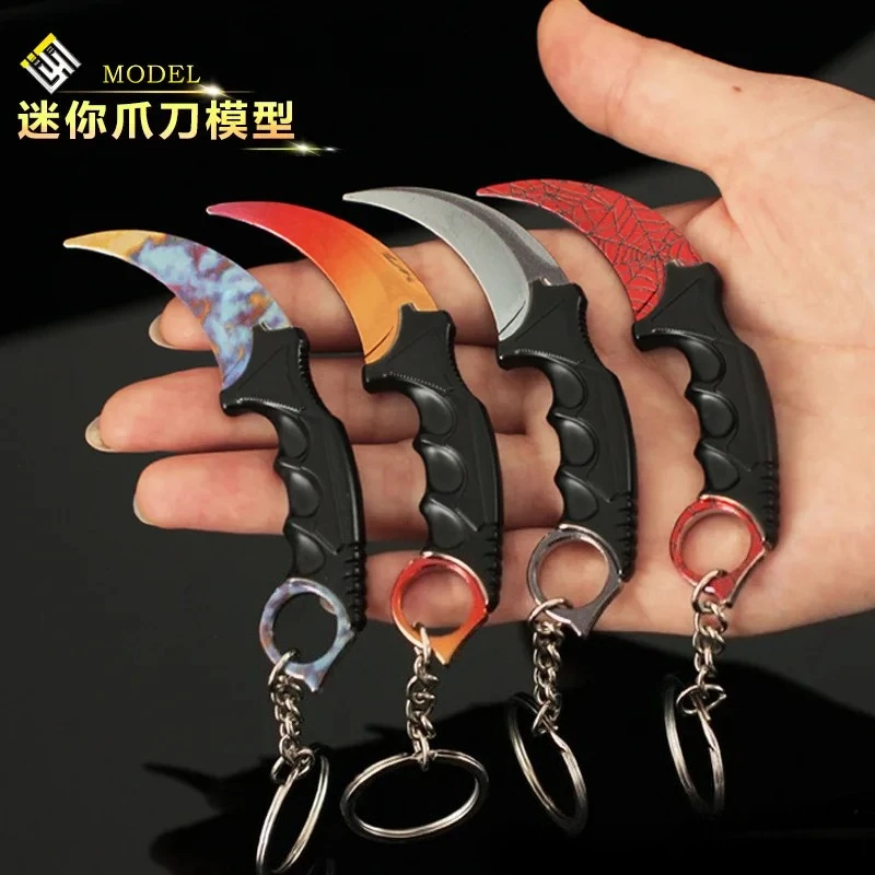 9cm Game Counter Elite Peripherals Color Claw Knife Karambit Keychain Alloy Model Quenching Gradient Unboxing Knife Safety Toys