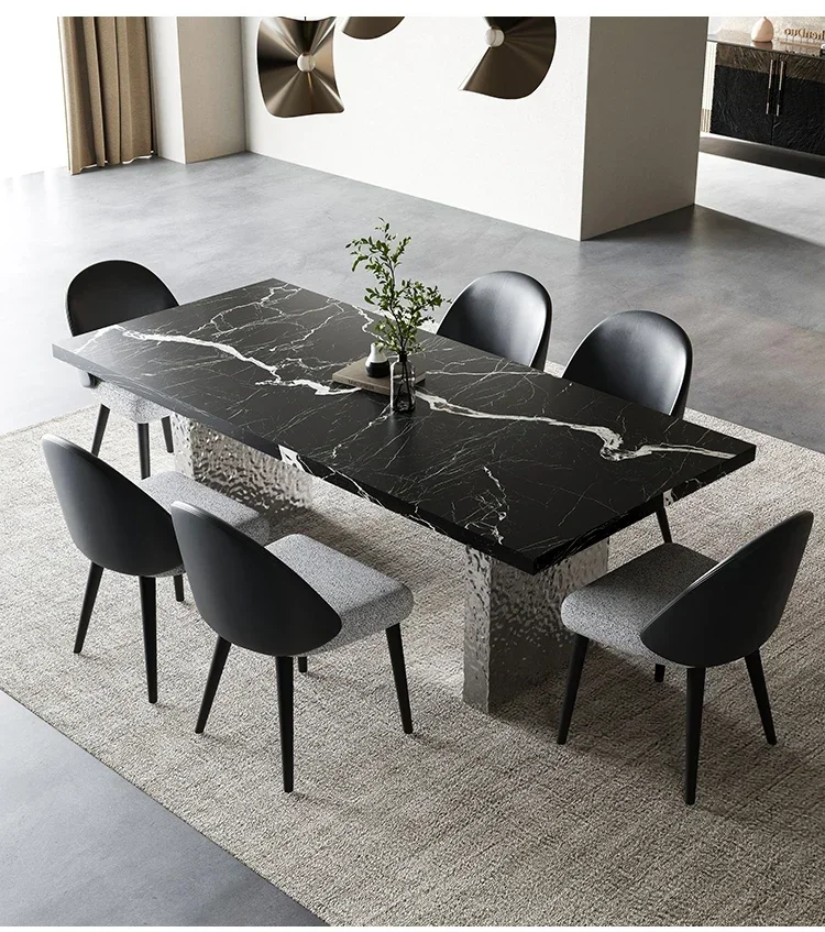 Italian Minimalist Stone Plate Dining Table Household Rectangular Water Ripple Kitchen Island Dining Table