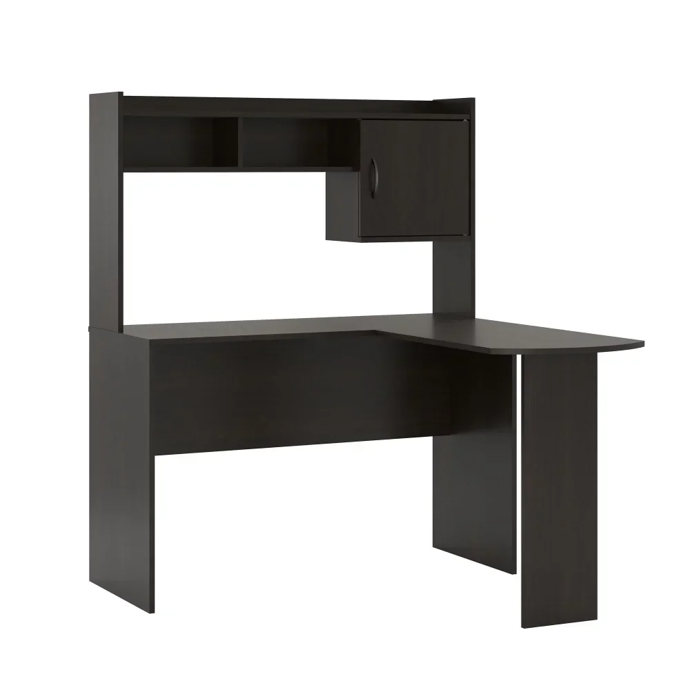 L-Shaped Desk with Hutch, Espresso gaming desk mesa gaming