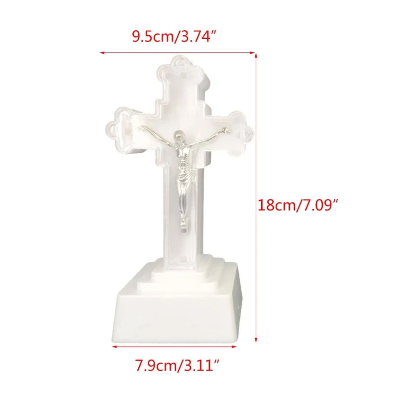 Light up Decoration LED Night Lights Battery Powered Crucifix Statue for Religious Christian Easter Wedding Decor