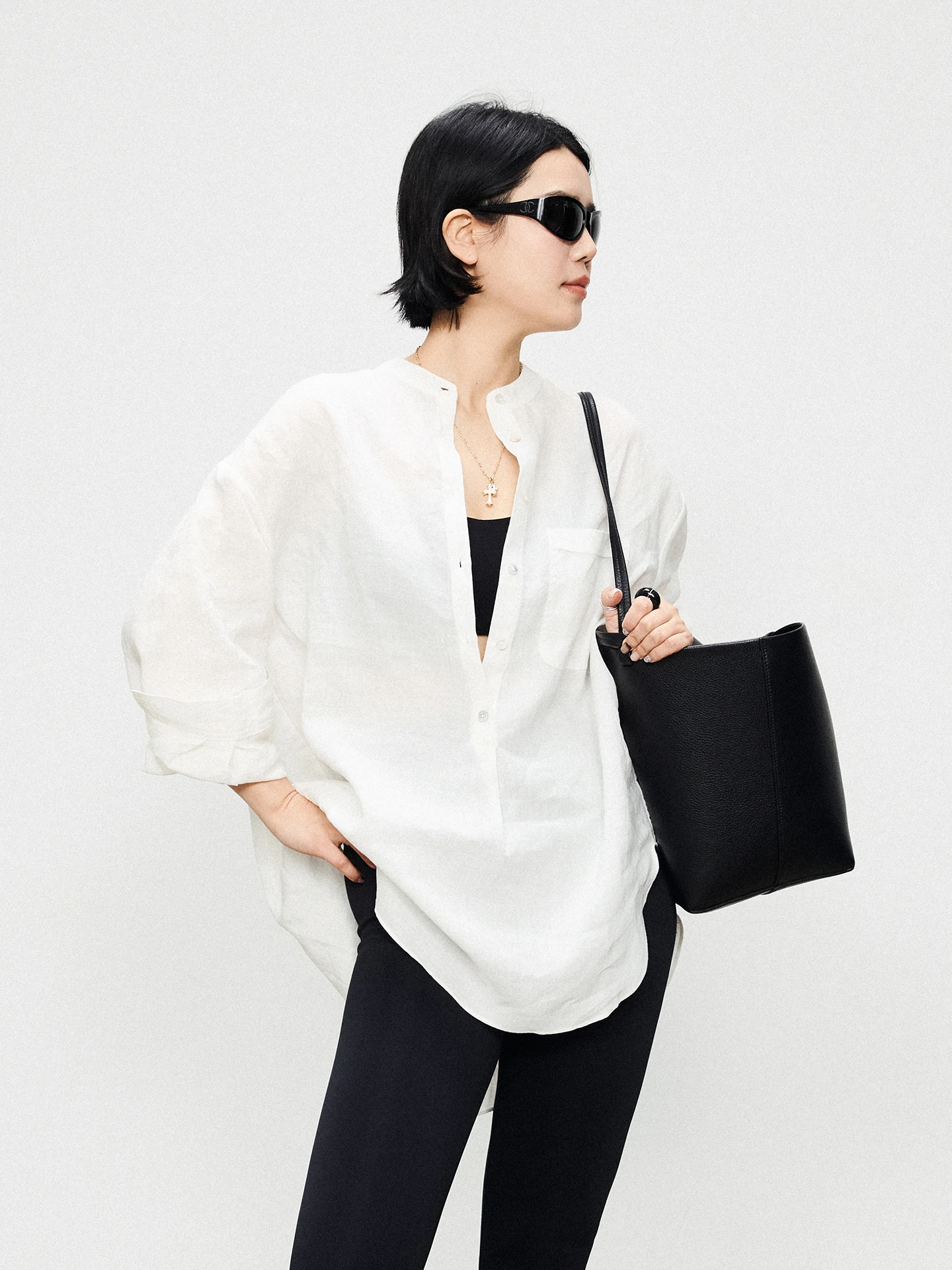 

Стильная свободная льняная рубашка Marryher с длинным рукавом для женщин, весна-лето, свободный крой, удобная, с воротником-стойкой Bellova