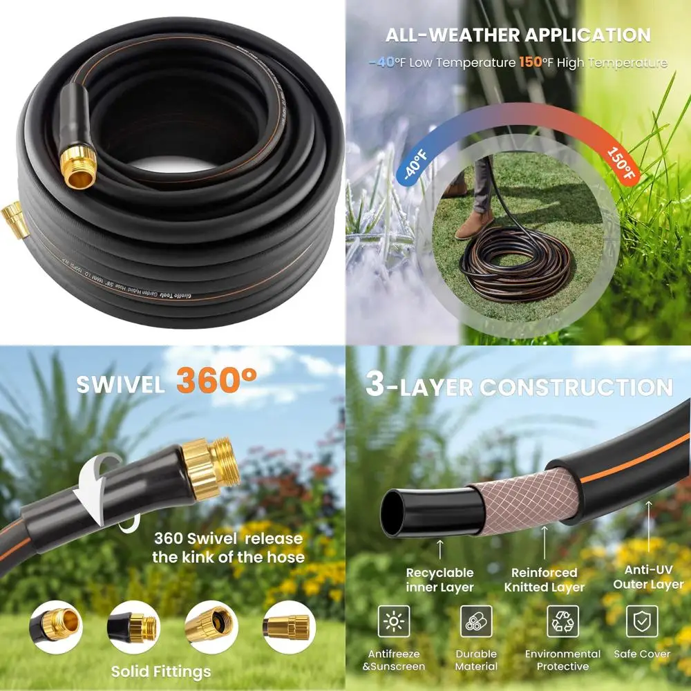 

Сверхмощный гибкий садовый шланг длиной 100 футов, 5/8 дюйма с поворотной ручкой, легкий и прочный, разъемы «папа-мама», подходит