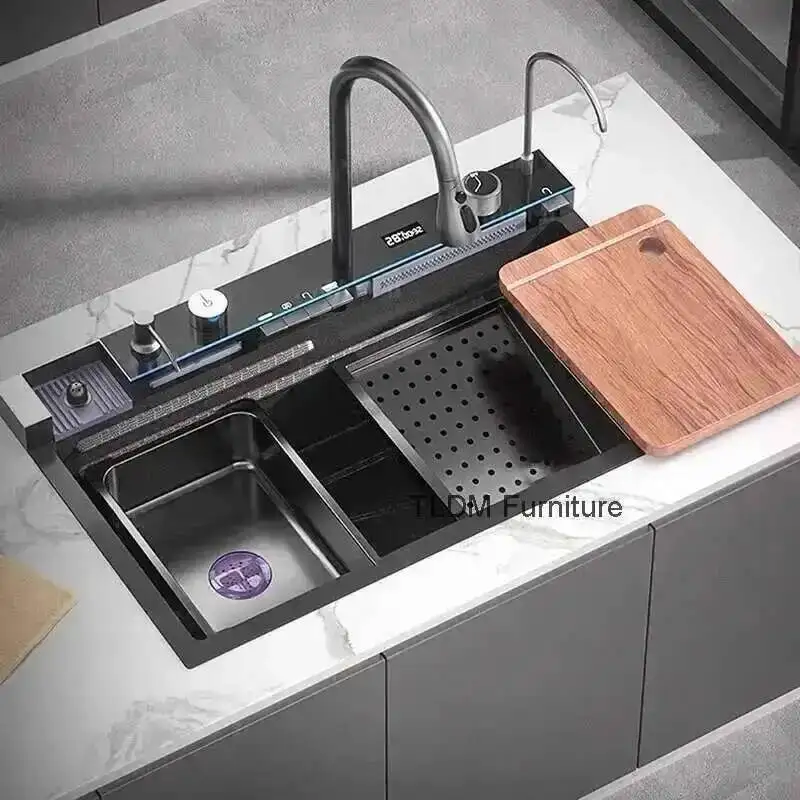 Kitchen Modern Large Sink for Kitchen Honeycomb Embossed Embedded Stainless Steel Sinks Minimalist Sinks House for Dining Room H