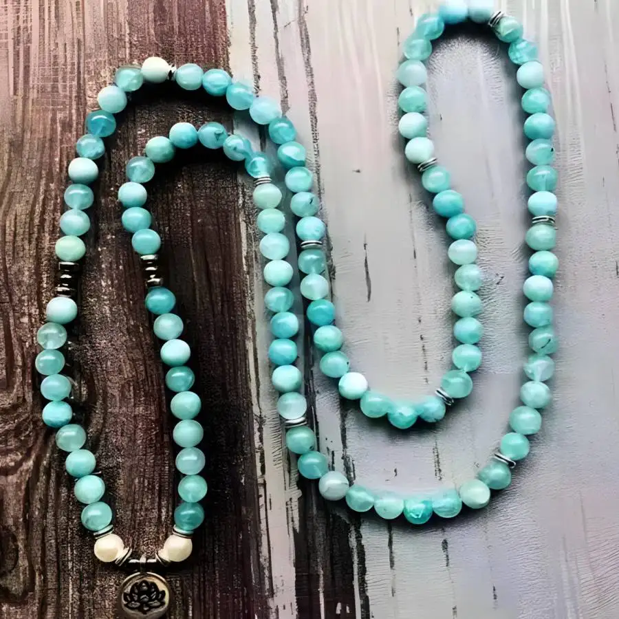 

Handmade natural aquamarine bead 108 bracelet,men's cuff button bracelet,Ramadan prayer bead,women's meditation,holiday gift