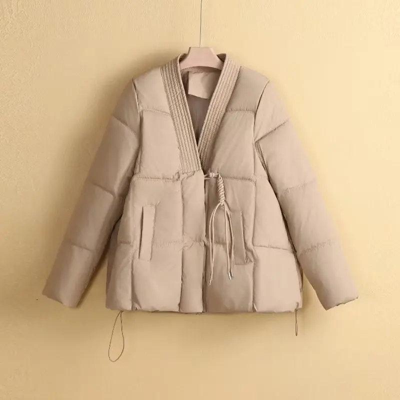 가을, 겨울 새로운 여성 다운 코튼 자켓 통근자 v 넥 오버 사이즈 코튼 자켓