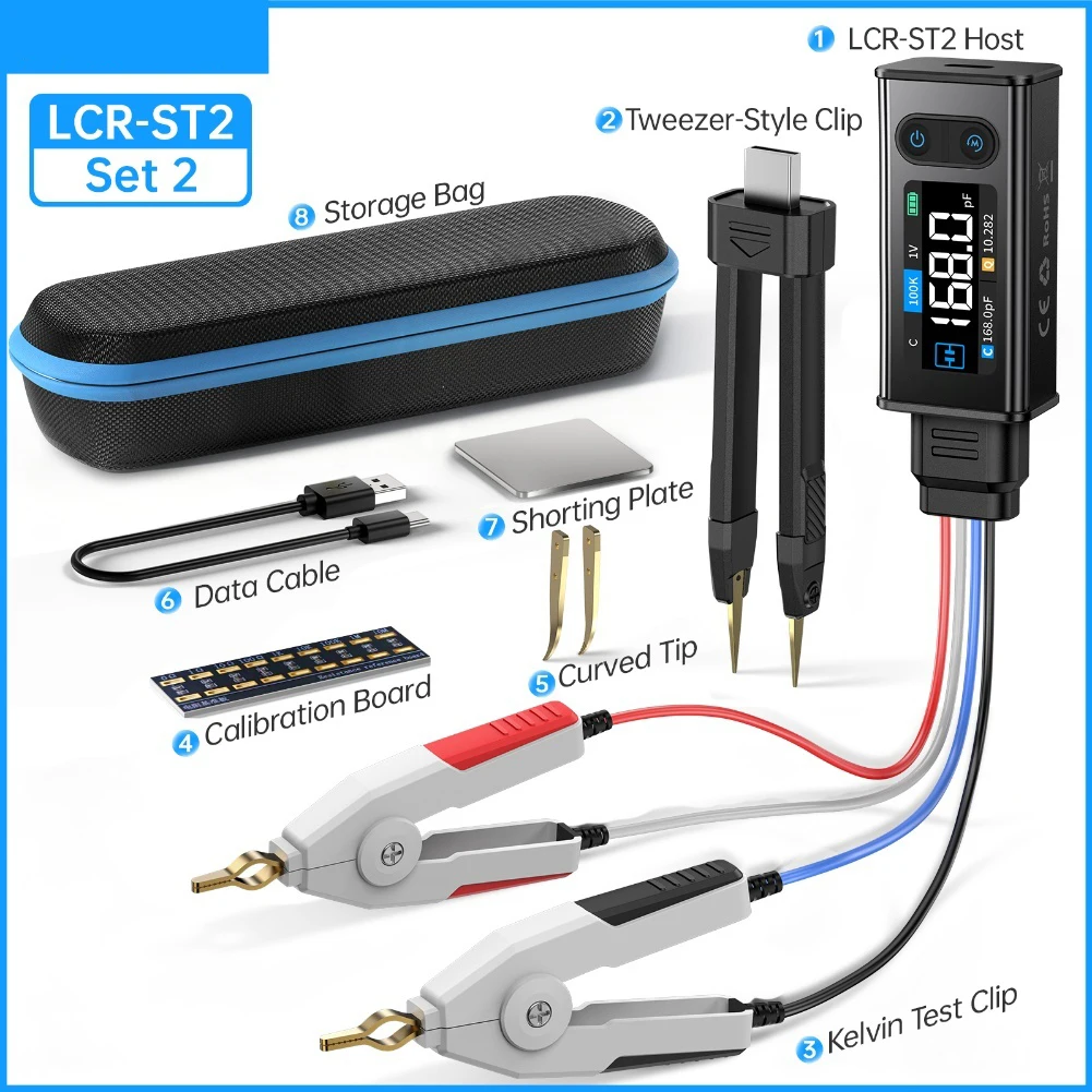 �y�Z�[�����zLCR-ST2 2-in-1 �f�W�^�� LCR ESR �N�����v���[�^�[ SMD �d�q���i�p �e�X�g����c�[���A�N�Z�T���[