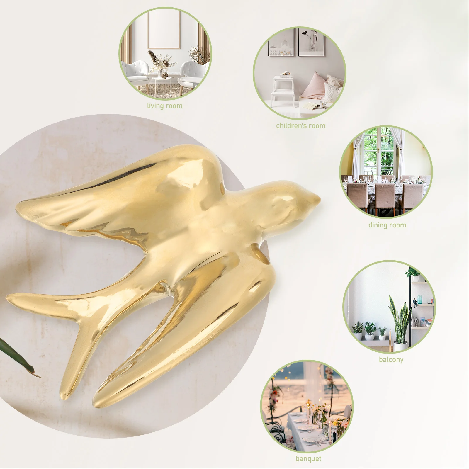 

Ceramic Bird Wall Hanging Realistic Design Home Garden Balcony Decorative Wall Sculpture Art Rainbow Bathroom Decor