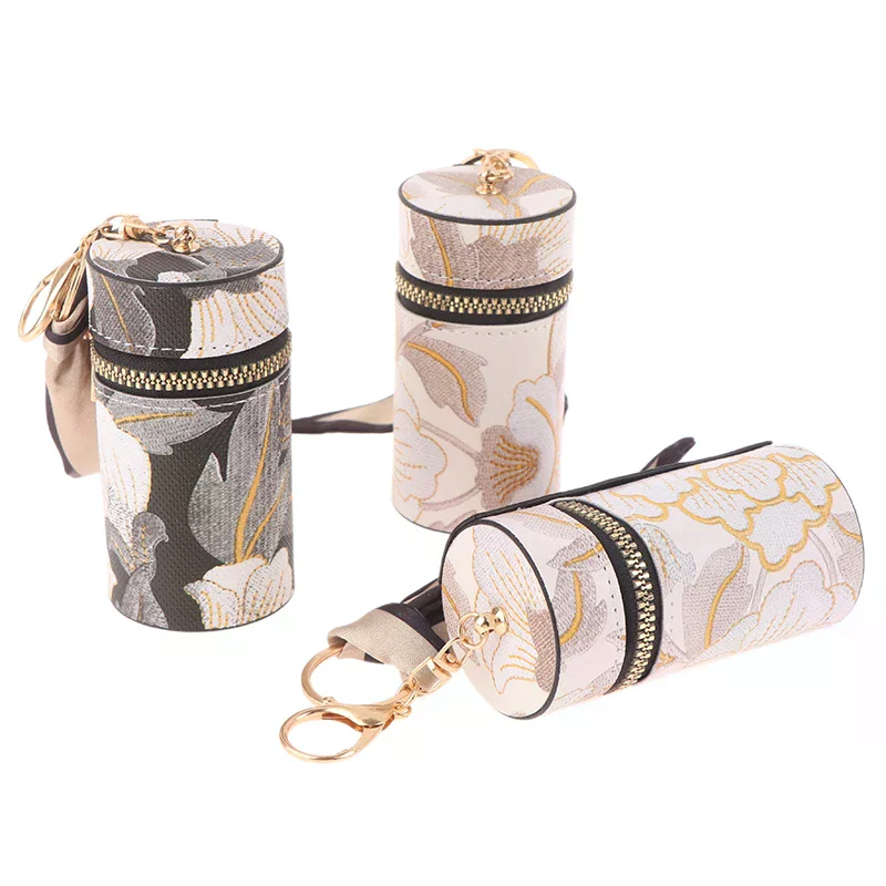 Earphone Bag  Vintage Mini Bucket Coin Purse Embroidery Lipstick Storage Bag Keychain Small Bag Pendant Fashion Accessories