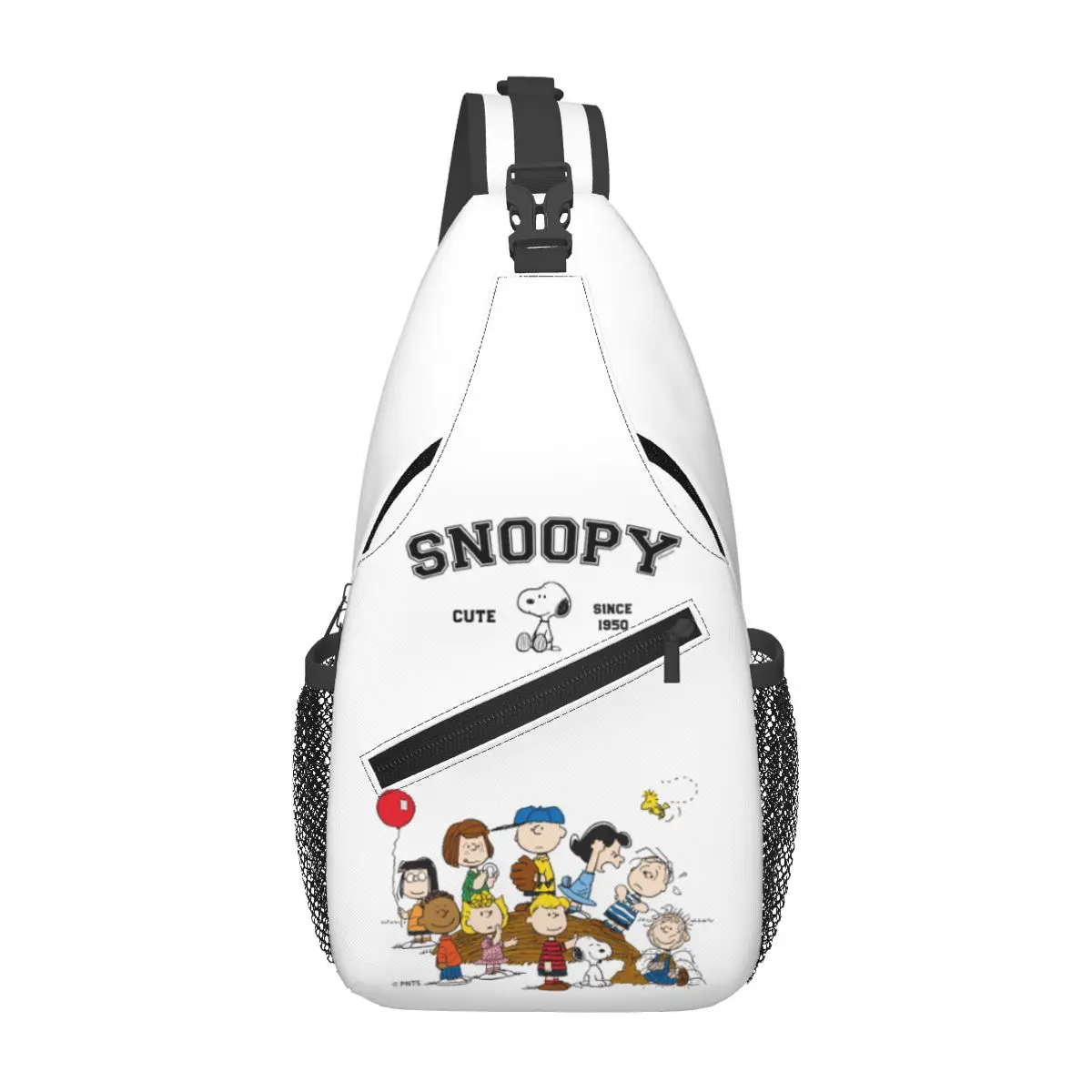 Komische Pinda 'S Snoopy Sling Bag Borst Crossbody Schouderslinger Rugzak Wandelen Reizen Daypacks Schattige Cartoon Hond