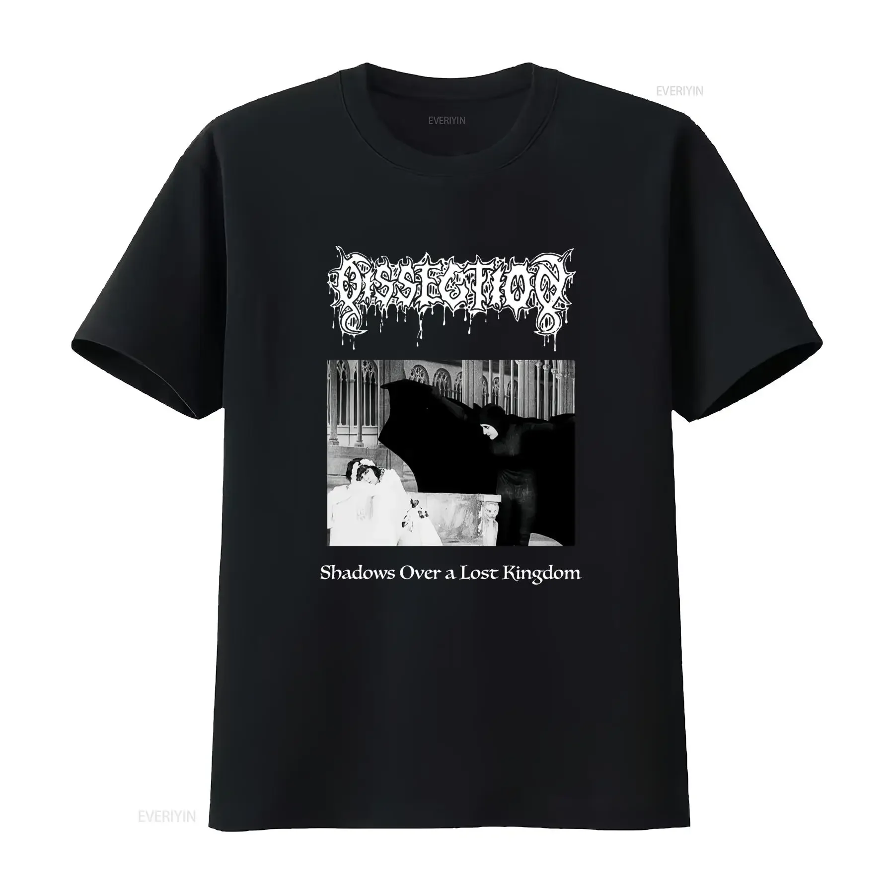 Vintage Gothic Black Metal Dissection Band Shadows Over A Lost Kingdom Print Casual T Shirt vintage Washed designer clothes
