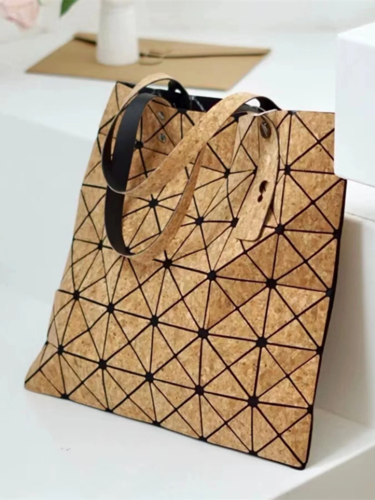 

Водонепроницаемая сумка-тоут из пробковой ткани, винтажная сумка через плечо, женская сумка, повседневная складная сумка