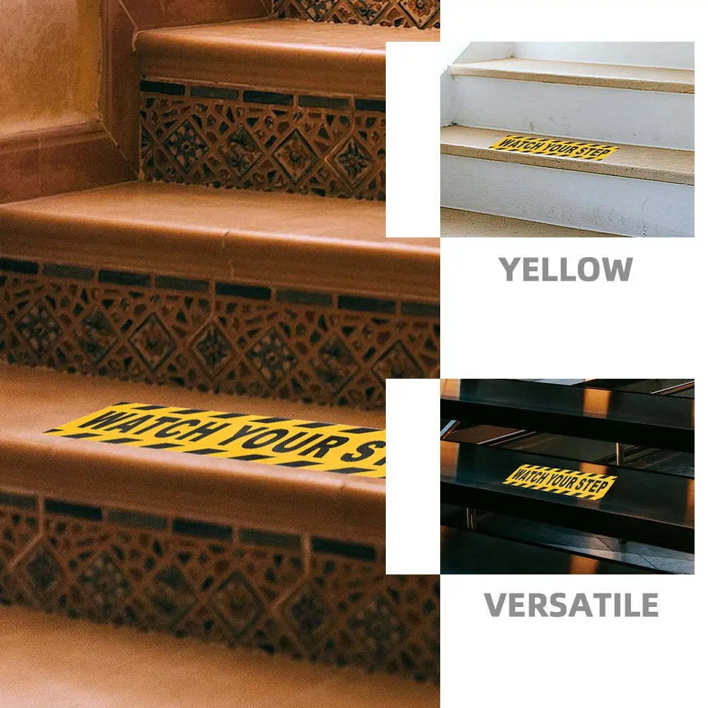 4Pcs Watch Your Step Floor Safety Sticker Anti Slip Adhesive Tape Sturdy Wear Resistant Stair Grip Tape for Schools Offices
