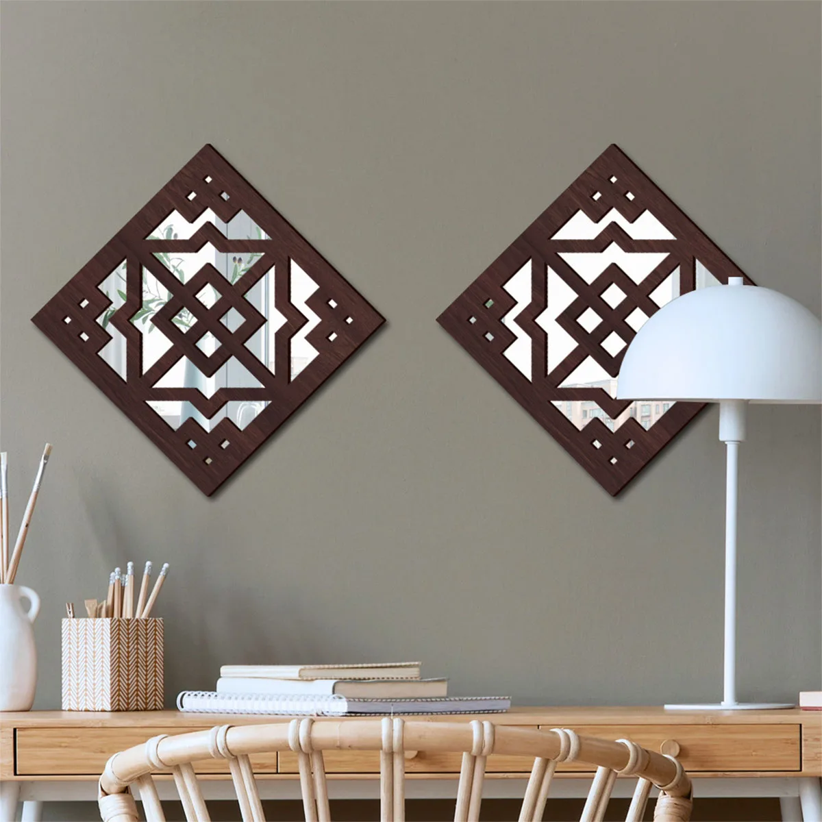 

Rural Window Frame Wall Decoration, Farmhouses Wall Decor Mirror, Living Rooms Hallway Corridors Garden Home Decoration Mirror
