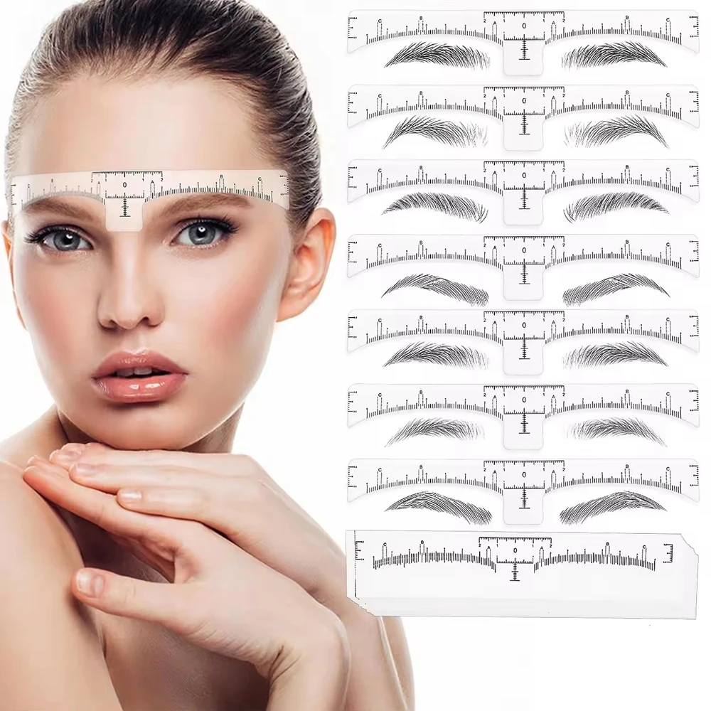 

20/50/100 Pcs Eyebrow Ruler Stencils - Disposable Brow Ruler Sticker, Brow Measuring Shaper Tool, Eyebrow Mapping Makeup Tool