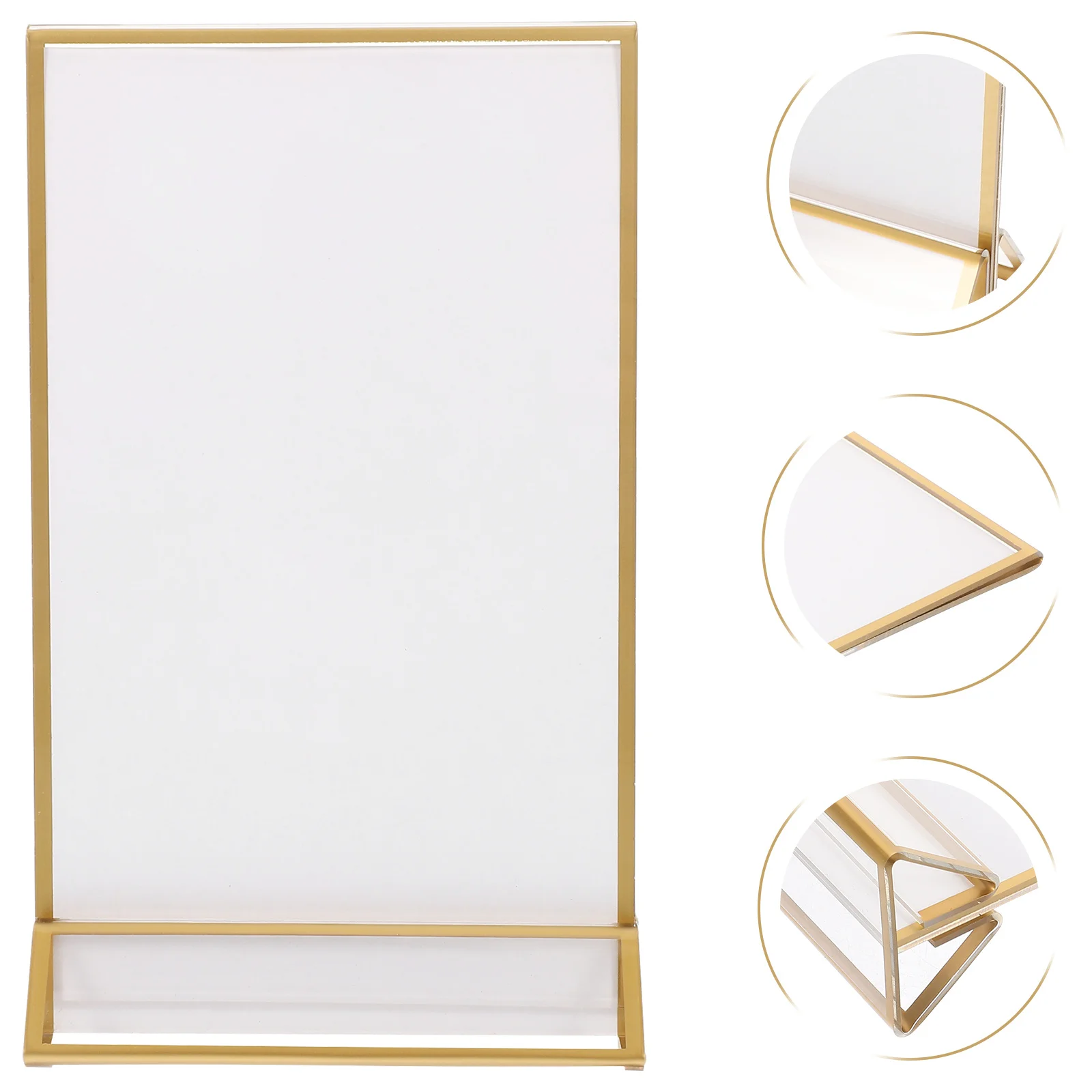 

Gold Trim Display Double Sided Wedding Table Number Menu Photo For Office Restaurant School Clear Picture Frame Literature