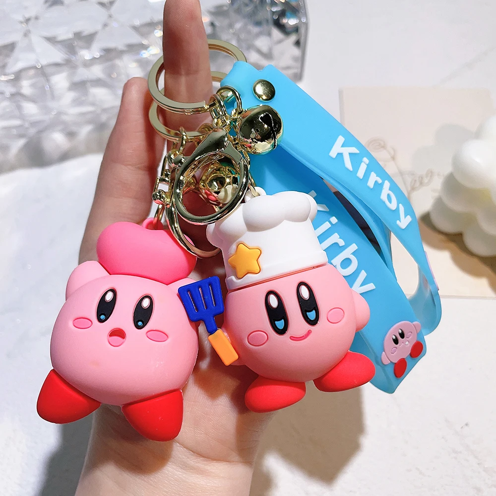 Anime Star Kabi Kirby Keychain Bead Chain Knapsack Accessories Key Chain Bag Pendant Plush Mini School Bag Girl Gift