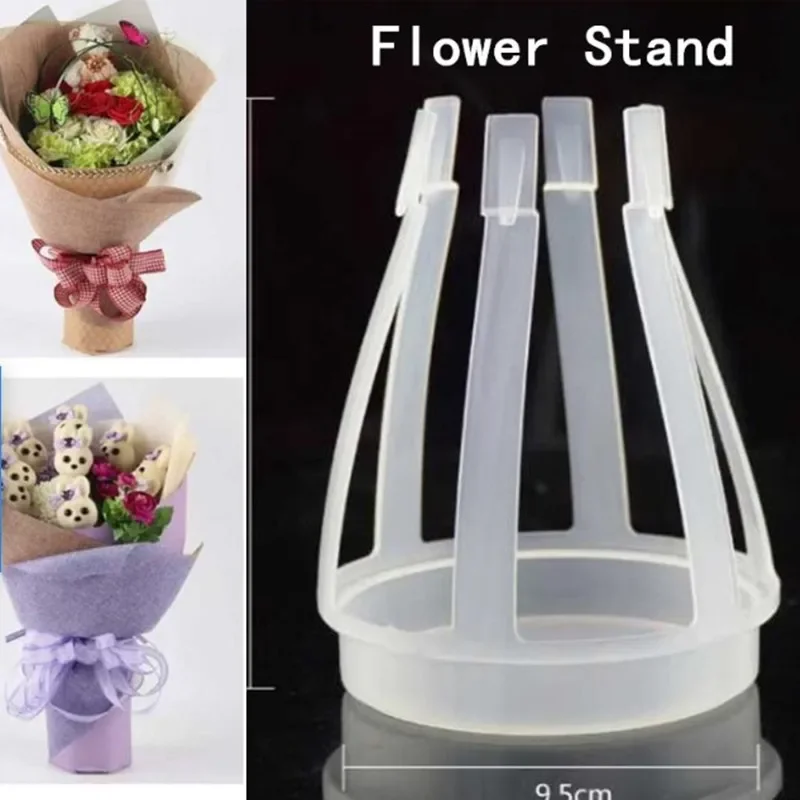 10pcs Artificial Flower Stand Bride Bouquet Wedding Church Party Decor Clear White