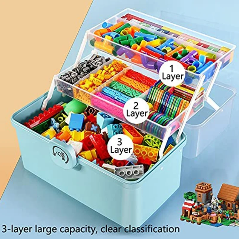 JFBL Hot Plastic Storage Box With 3-Tier Fold Tray,Tool Organizer,Portable Lockable Container
