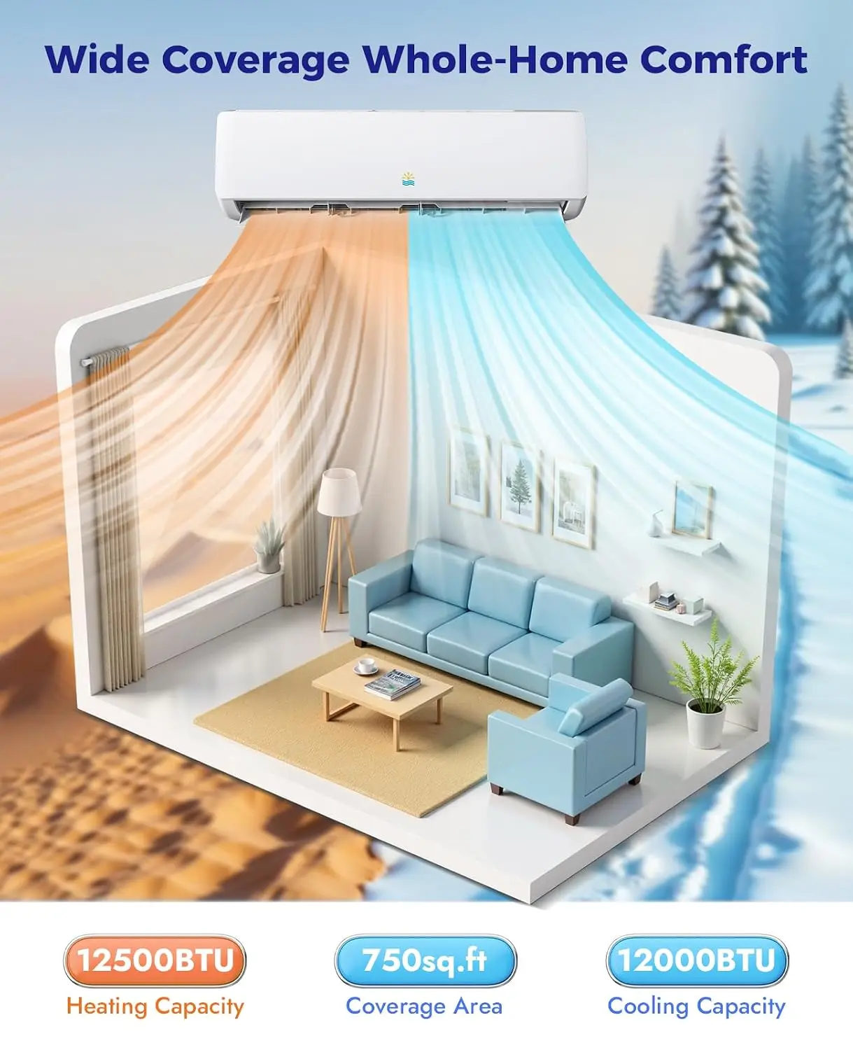 18000 BTU Mini Split Ac/Heating System - 19 SEER2 Mini Split AC Unit with Heat Pump, 230V Energy Efficient Ductless AC, Custom