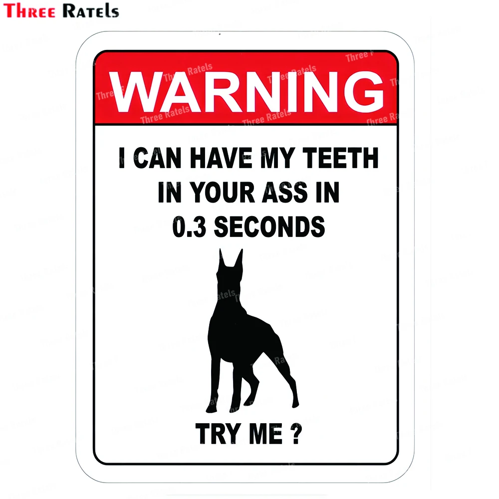 Three Ratels J735 Doberman Warning Dog Sign Sticker Doberman Popular Ebay Decal Funny Car Accessories